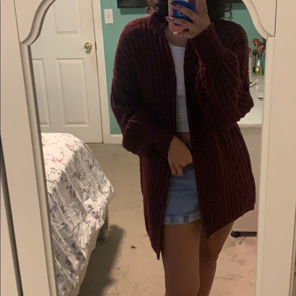Thick burgundy cardigan